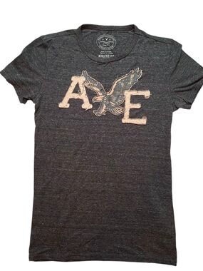 American Eagle Men's Dark Gray Logo Eagle Graphic Tee Size XS